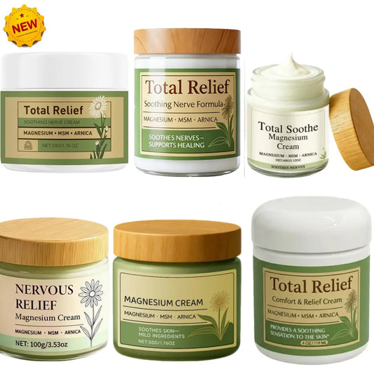 Natural Total Relief Nerve Soothing Cream, Magnesium & Arnica Infused Moisturizer for Daily Body Care & Skin Brightening