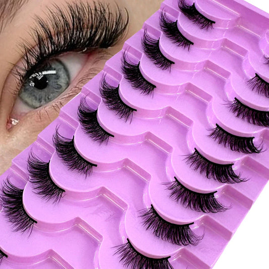 AMSDCN Half Lashes 10 Pairs Half Lashes Soft Natural Cat Eye Lashes Makeup Tool Fake Eyelashes Extension Fluffy Faux Cils