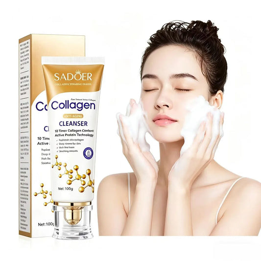SADOER Collagen Facial Cleanser Skincare Anti Wrinkle Whitening Moisturizing Face Cleansing Face Wash Foam Cleanser Skin Care