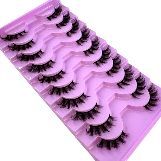 AMSDCN Half Lashes 10 Pairs Half Lashes Soft Natural Cat Eye Lashes Makeup Tool Fake Eyelashes Extension Fluffy Faux Cils